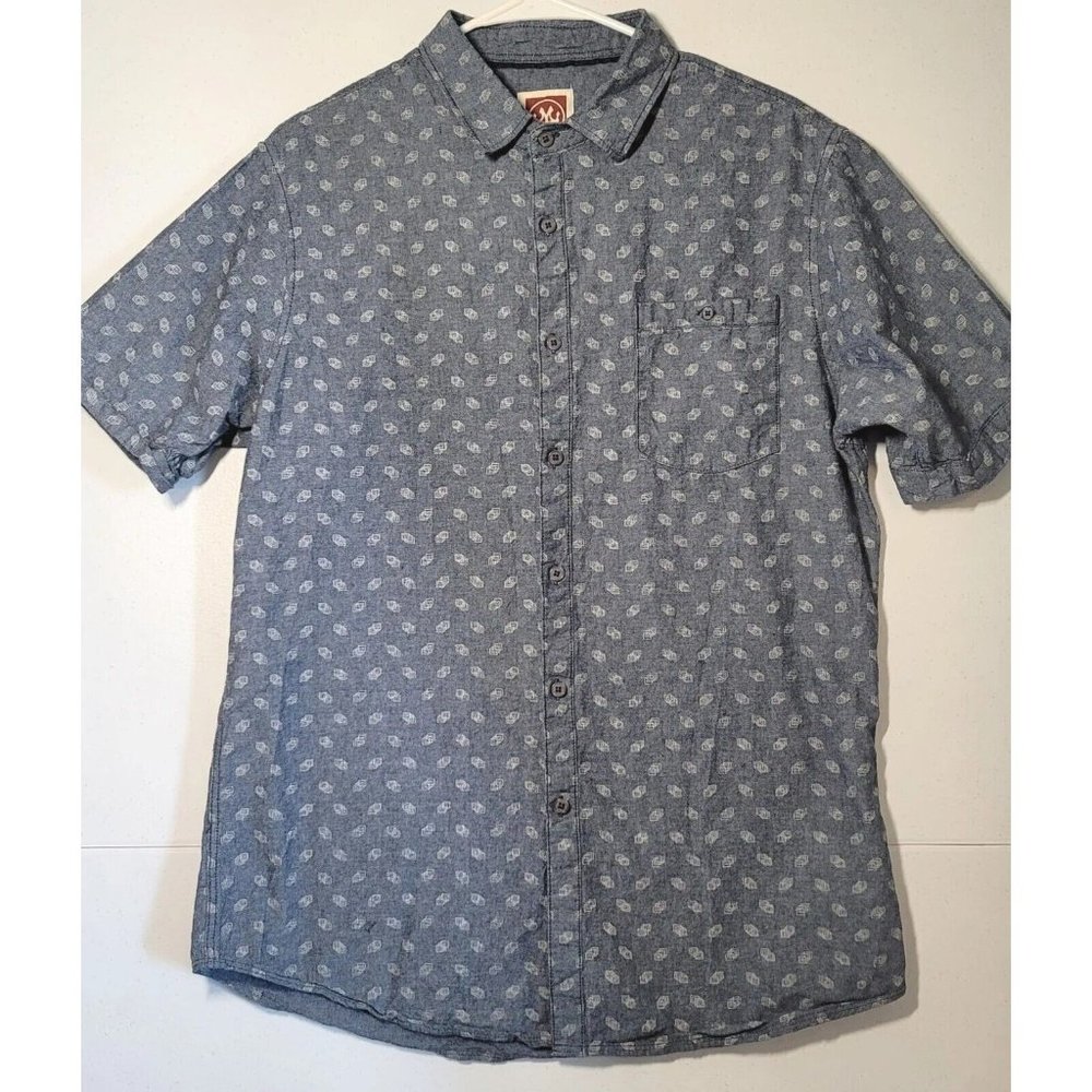 Micros Los Angeles California Geometric Men's Paisley Button Down Short Sleeve M